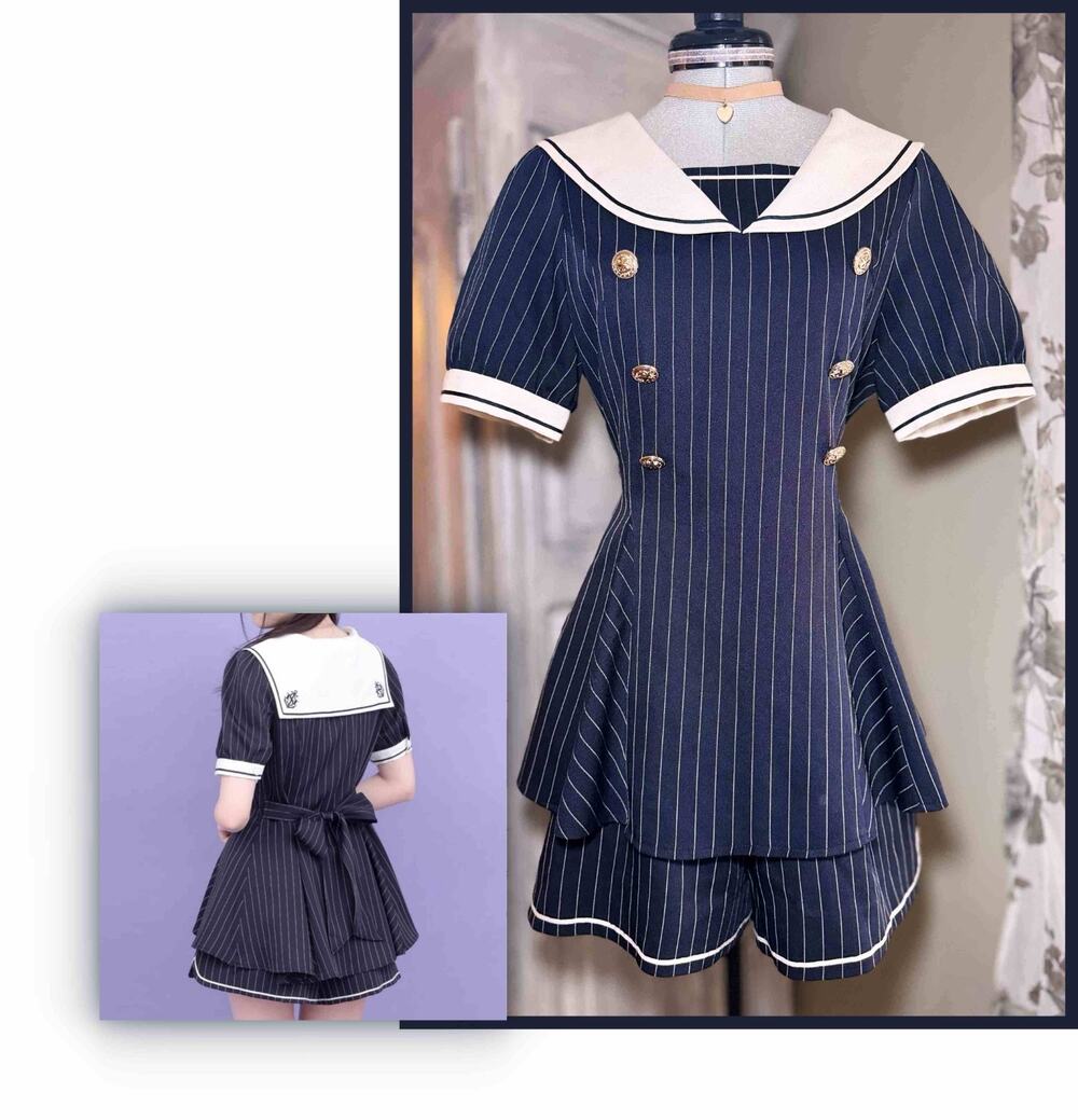 Secret Honey Sailor Set Up Blouse Shorts Jirai Kei Gyaru Shoujo Girl Japan